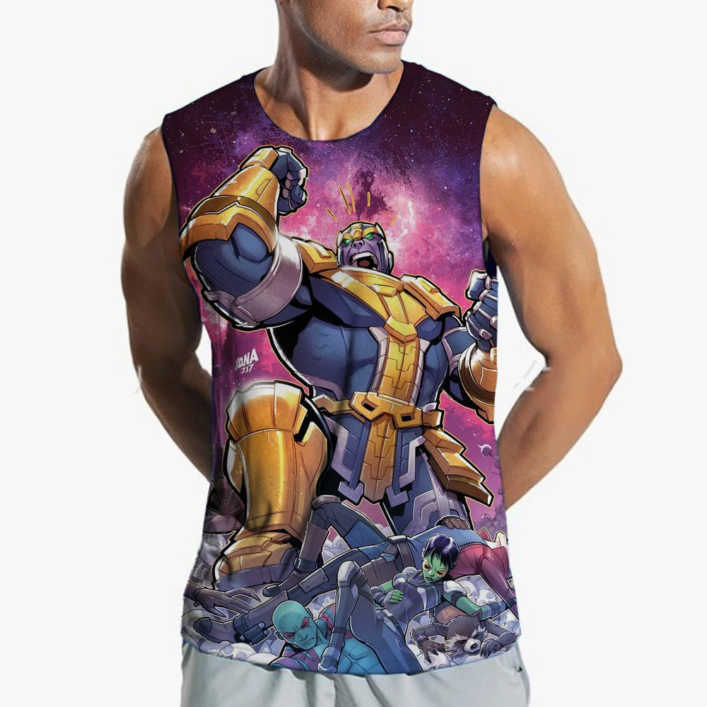 Marvel Thanos Summer Men Kids Tank Top Sleeveless Vest T-Shirt Fashion Clothing Boys Girls Casual Streetwear Cartoon Outfit