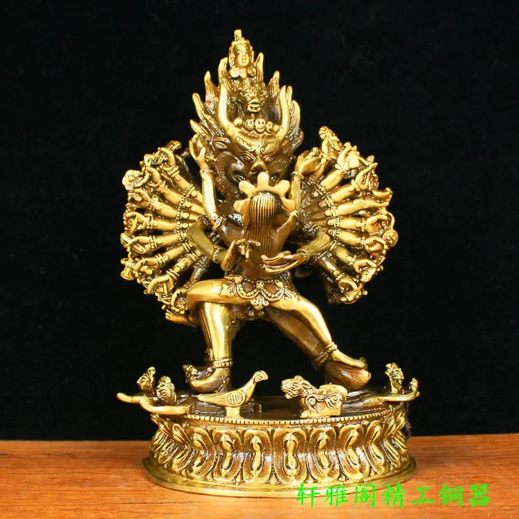 Pure Copper Big Gold Gangweide Double Body King Kong Can Be Lnstalled Tibetan Tantric Buddha Home Living Room Display Figurines