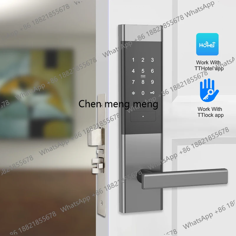 Bluetooth Wireless Digital Electronic Smart Lock TTlock App Home Intelligent keypad Password Door Lock on Wooden door