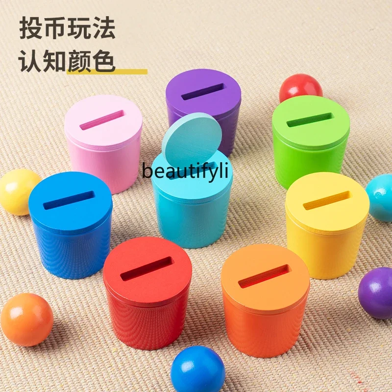 Children's toys Wooden color sorting cup Baby early education puzzle, coin matching game