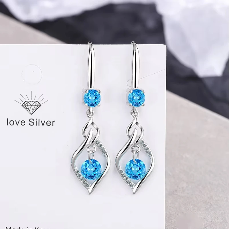 925 Silver Earrings Small Fresh And Sweet Pink Zircon Hollow Geometric Earrings Are Cute Gifts For Girls