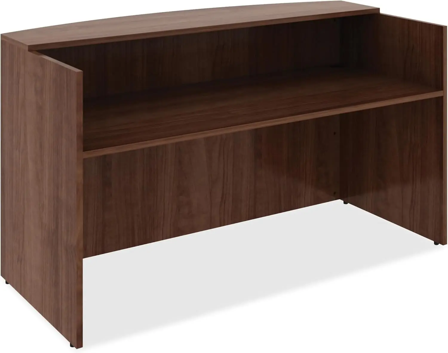 Essentials Reception Desk, Walnut,Laminate