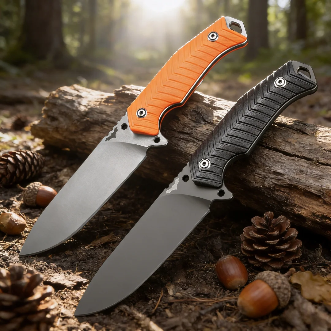 

High-hardness outdoor survival camping knife, hiking fishing tool knife, equipped with K sheath, jungle obstacle clearing knife.