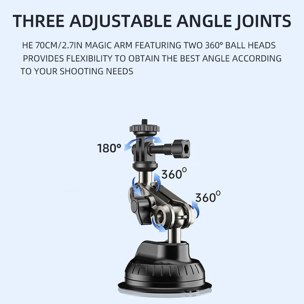 Vehicle Window Windshield Camera Mount 360 Adjustable Car Suction Cup Mount Holder 1/4 Inch for GoPro Insta360 DJI Action Camera