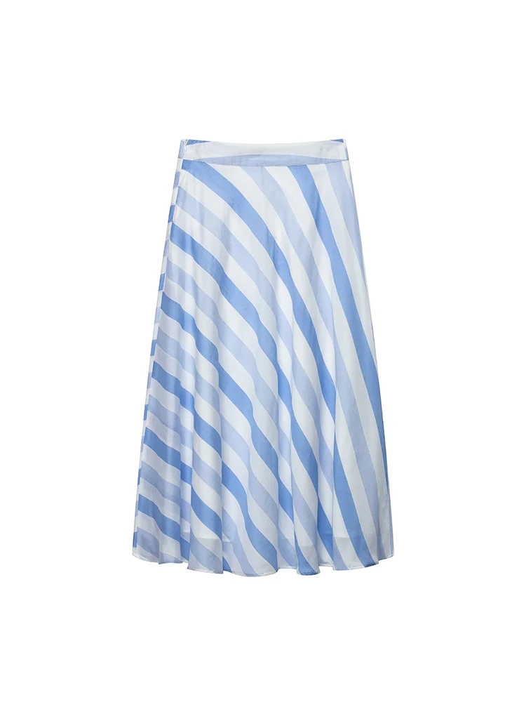TFMLN Women Vintage Blue Striped Skirt Summer Fashion Trends High Waist A Line Skirt Vacation Casual Female Clothing 2026 - view 3
