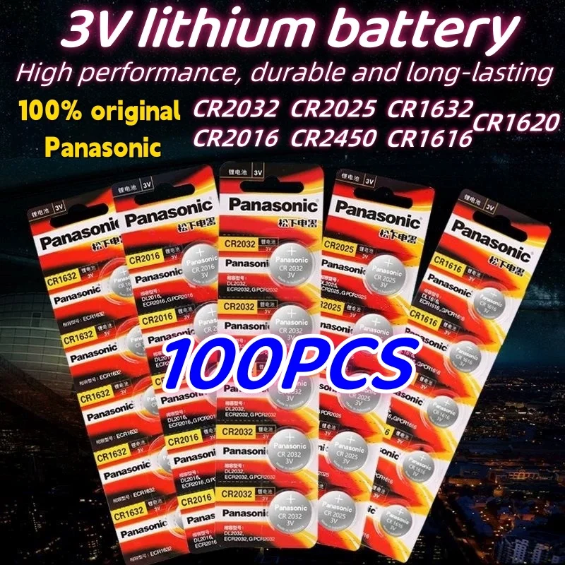 

100Pcs Original Panasonic CR2032 CR2025 CR2016 CR1632 CR1616 CR1620 CR2450 CR2430 3v Lithium Battery CR2032 Batteria CR 2032