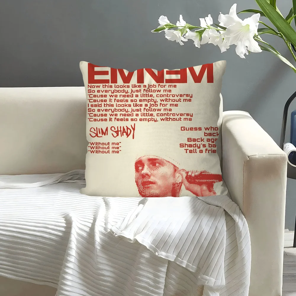 Rapper E-Eminem Pillow Case  Cartoon Sofa Decorative Home Double-sided Printing Short Plush Cute Cushion Cover