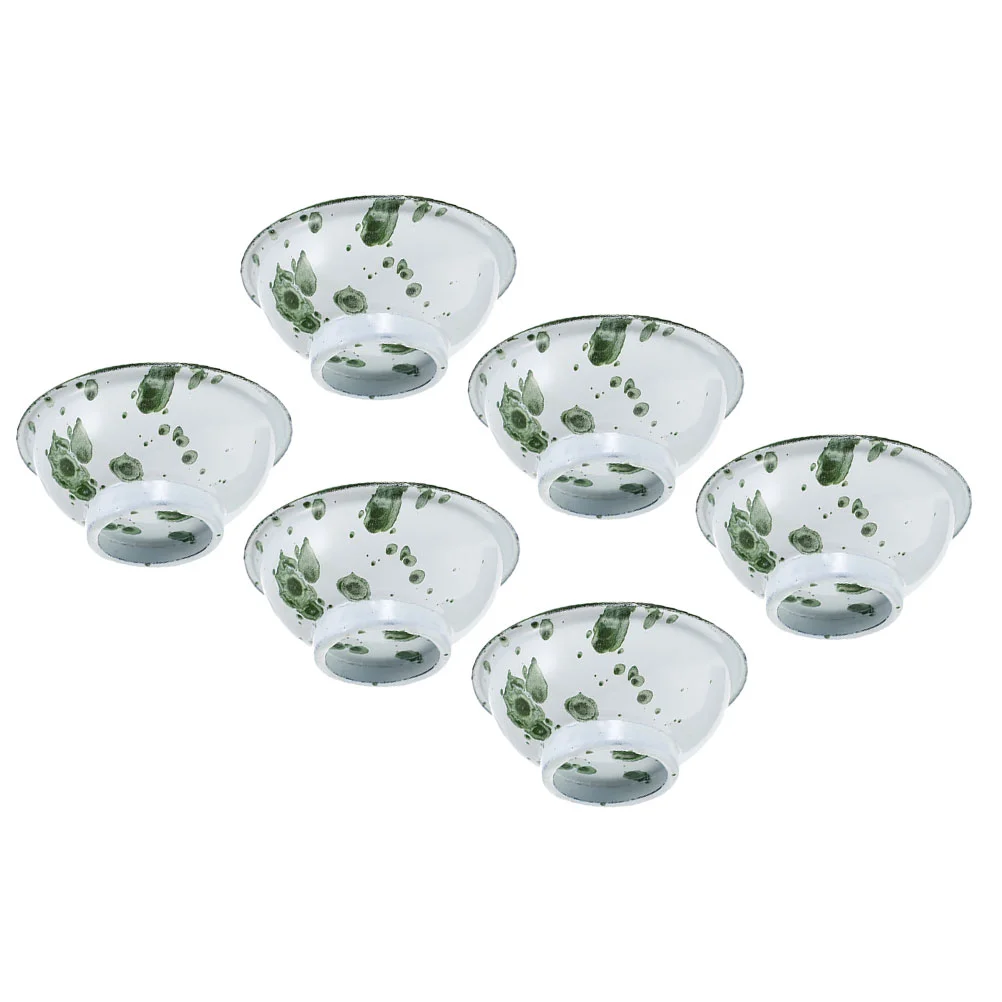 6 Pcs Vintage Enamel Bowl Household Enamelware Kitchen Soup Holder Rice Bowls Dinnerware Dough Mixing Serving Metal