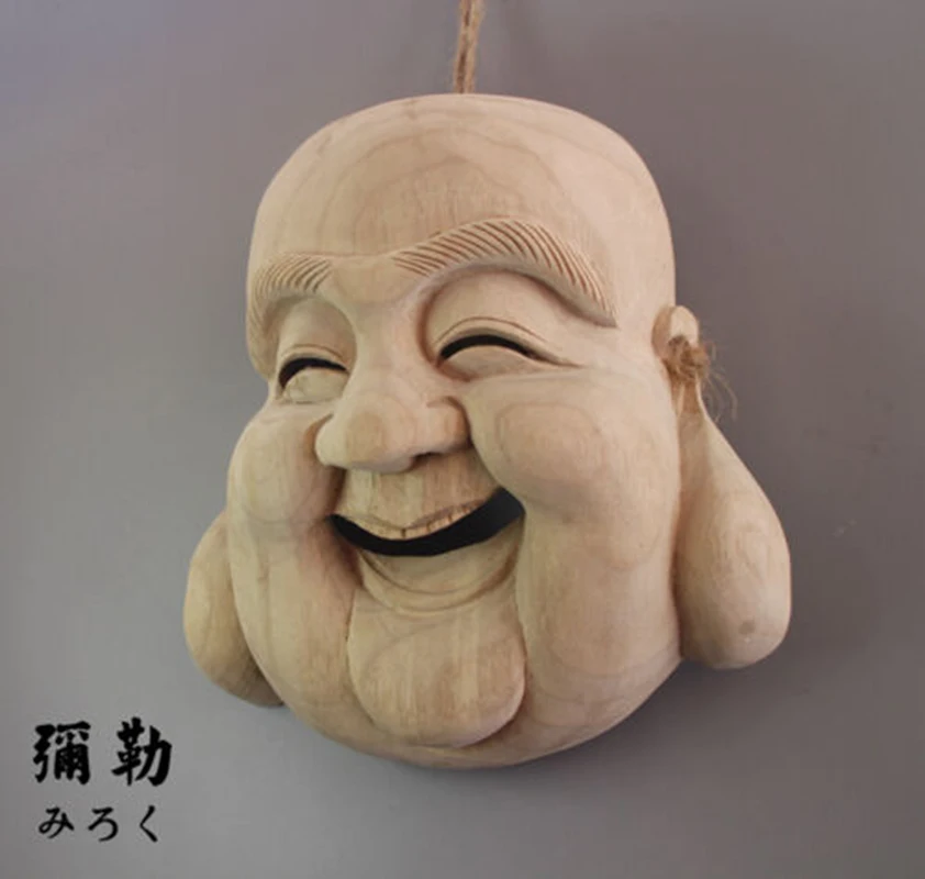 QH031 - 21*18.5*9 Hand Carved Japanese Noh Buddha Mask