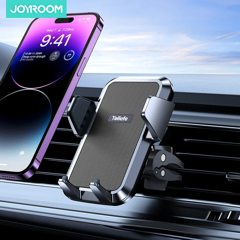 Joyroom Universal Car Phone Holder Military-Grade Protection Big Phone And Thick Cases Friendly Hands Free Air Vent Car Mount