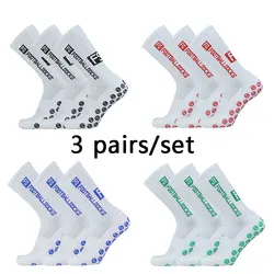 3 pairs New 2024 Men Women Colorful Letter Football Socks Breathable Sports Silicone Non slip Grip Football Socks