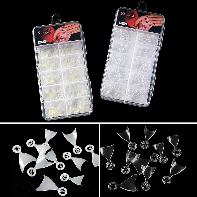 100PCS/Box Fake Nails Half Cover Nail Tips Short Nails Transparent Natural Nail Extension DIY Nail Art Press On Nail Accessories