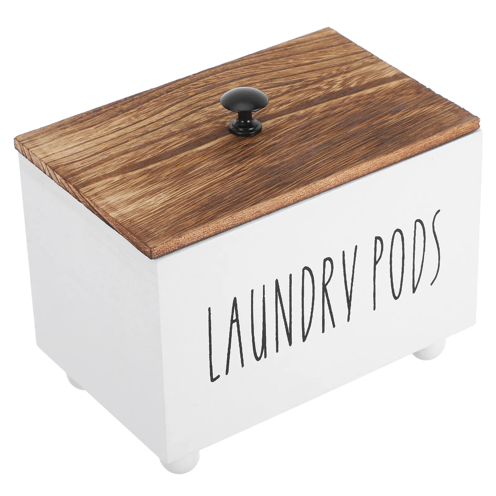 

Rustic Farmhouse Laundry Pod Container Wooden Box with Lid Laundry Room Organizer for Dryer Sheets Cotton Pads Small