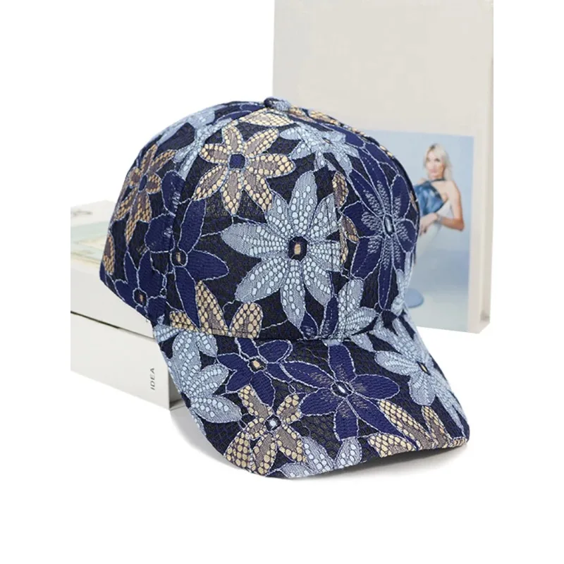 Fashion Mesh Breathable Adjustable Women Lace Flower Baseball Caps Adult Outdoor Sports Cap Unisex