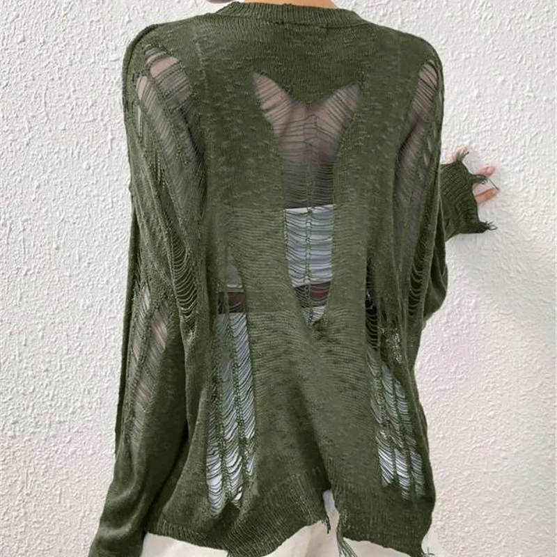 Women\'s Casual Loose Hook Flower Design Sweater Street Trendsetters Spring & Summer New Female Fashion Knitted Pullover Top