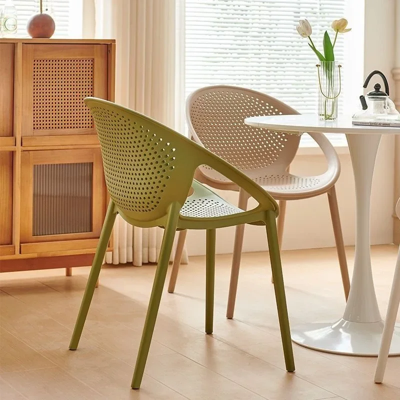 TQH7.2 Nordic household plastic chair simple thickened dining chair outdoor leisure negotiation chair hollow backrest