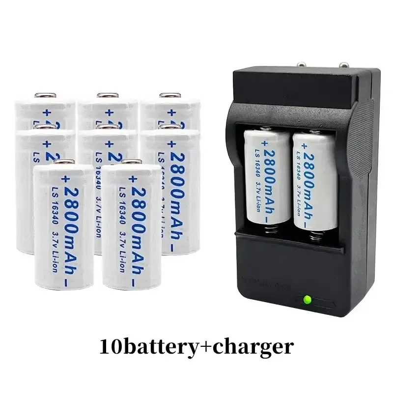 16340 lithium-ion battery CR123A RCR123 rechargeable battery 2800mAh 3.7V battery for flashlight camera L70 Plus charger