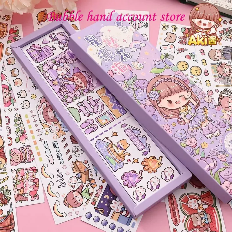 Long strip ledger tape Color figure girl cute diy decorative ledger material and paper stickers