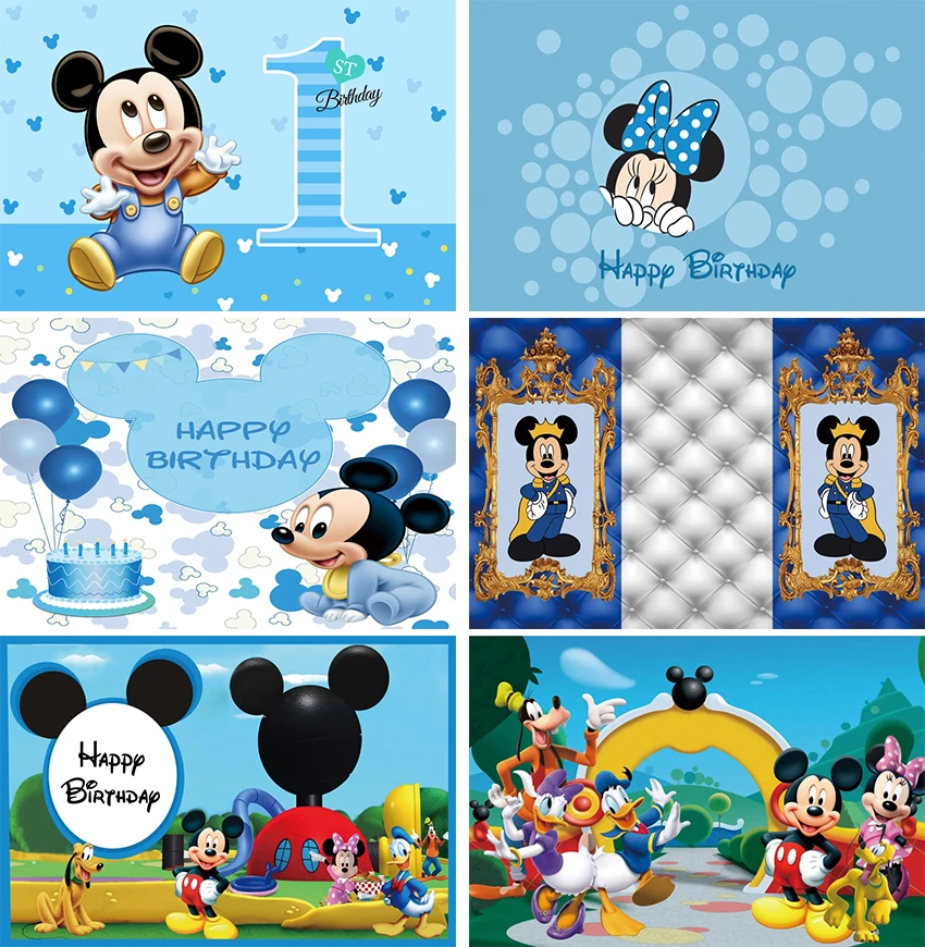 

Photo Backdrop Newborn Photography Mickey Mouse Ear Photography Backgrounds Photographic Baby Birthday Party Banner