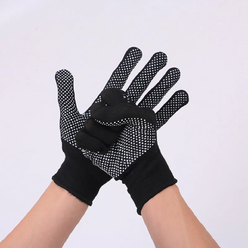 Black Salon Dyed Hair Rubber Gloves Perm Curling Hairdressing Heat Resistant Finger Waterproof Glove Reusable Styling Tools