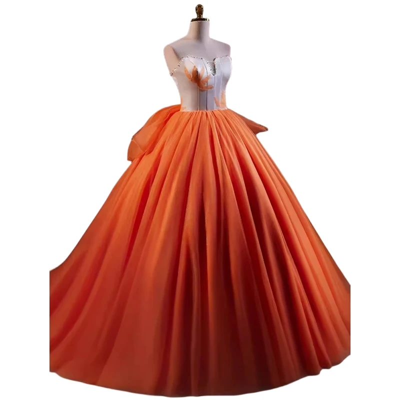 Vestidos De quinceañera para niña De 15 y 16 años, Vestido De baile con lazo, hombros descubiertos, naranja, árabe saudita, fiesta De graduación, ocasión