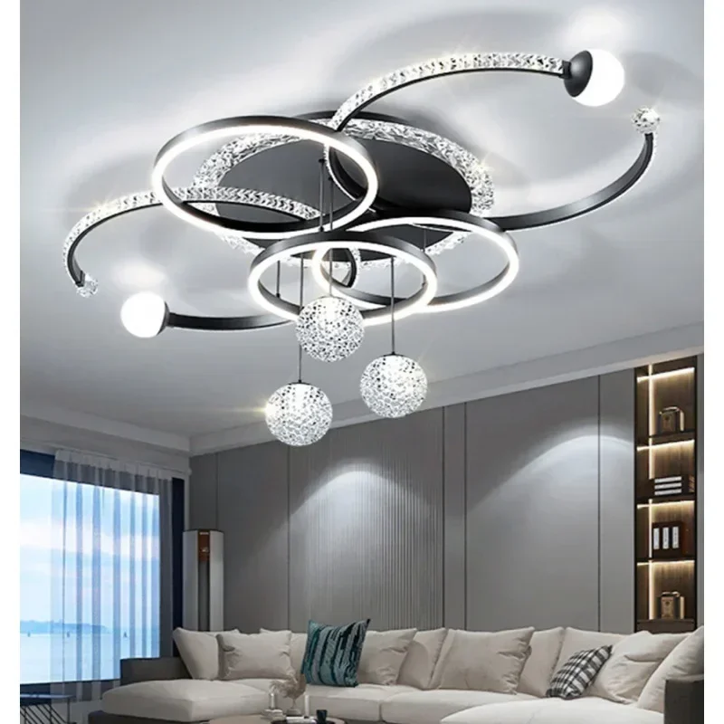 

Modern Luxury Crystal LED Ceiling Light Simple and Suitable for Living Dining Room Bedroom Lights Home Decor Light Fixture