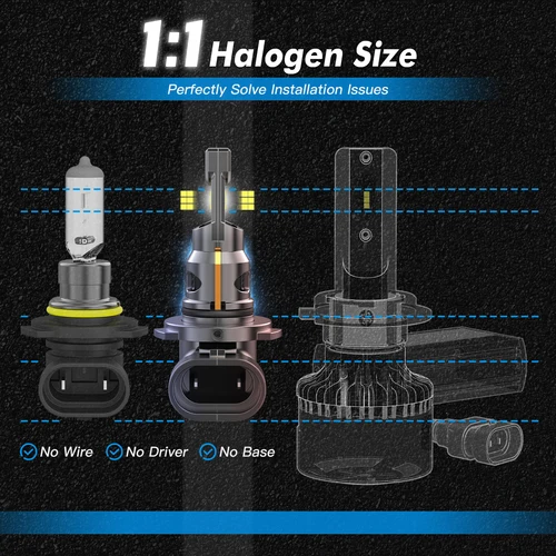 Imagen 2 del producto BEVINSEE HB3 9005 luces antiniebla LED CANBUS HB4 9006 H1 H3 880 881 H27 luces antiniebla LED automáticas 1:1 tamaño halógeno Turbo Plug & Play 6000K 12V