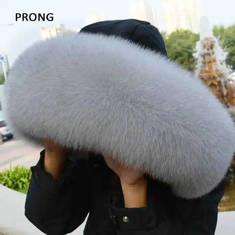 100% Real Fox Fur Collar Winter Down Coat Jacket Hood Decoration Fur Collar Women Warm Luxury Collar Scarves