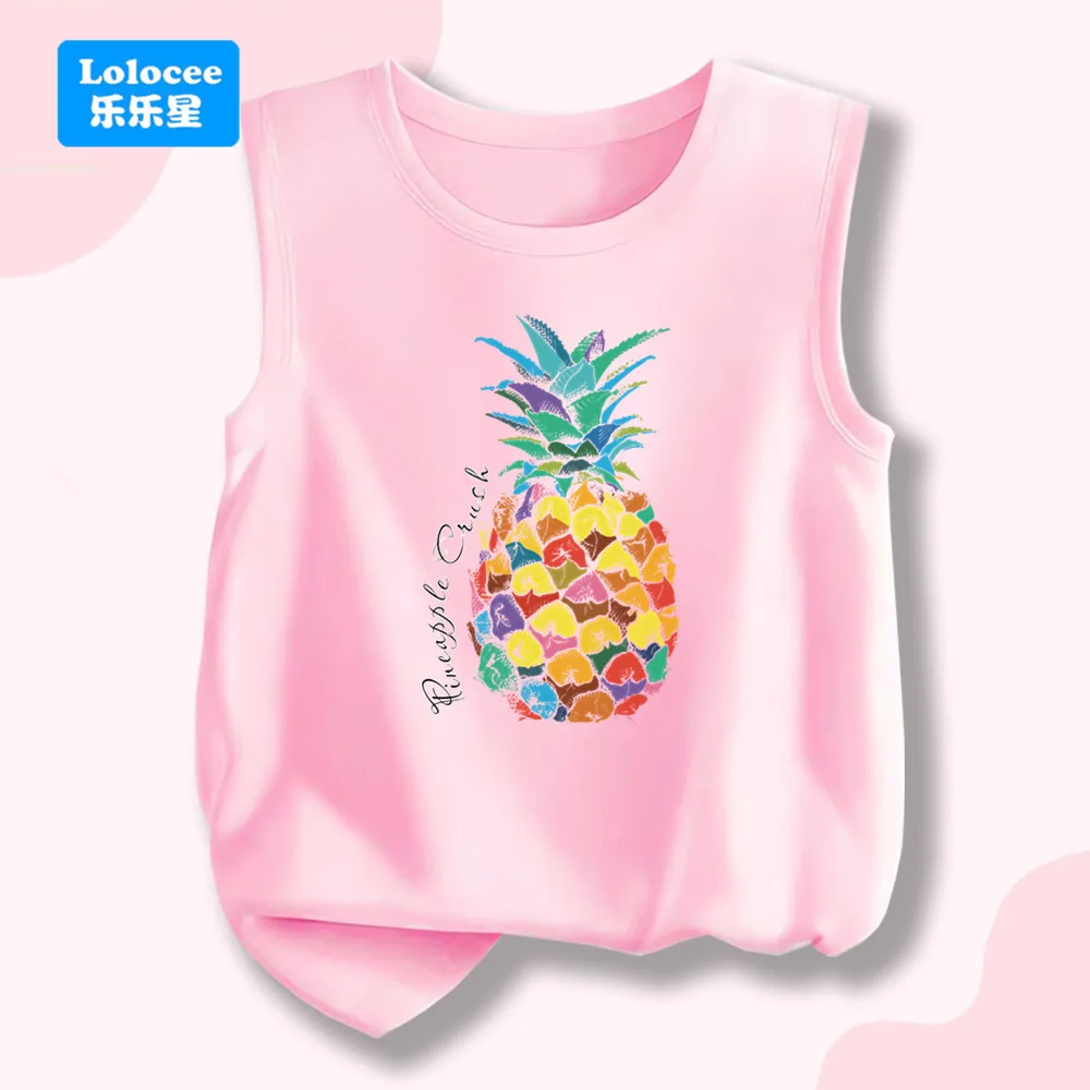 Fashion Colorful Pineapple Printed Tank Tops Summer Trend Girls' Fruits Graphic Sleeveless T Shirts Casual Vest BL1