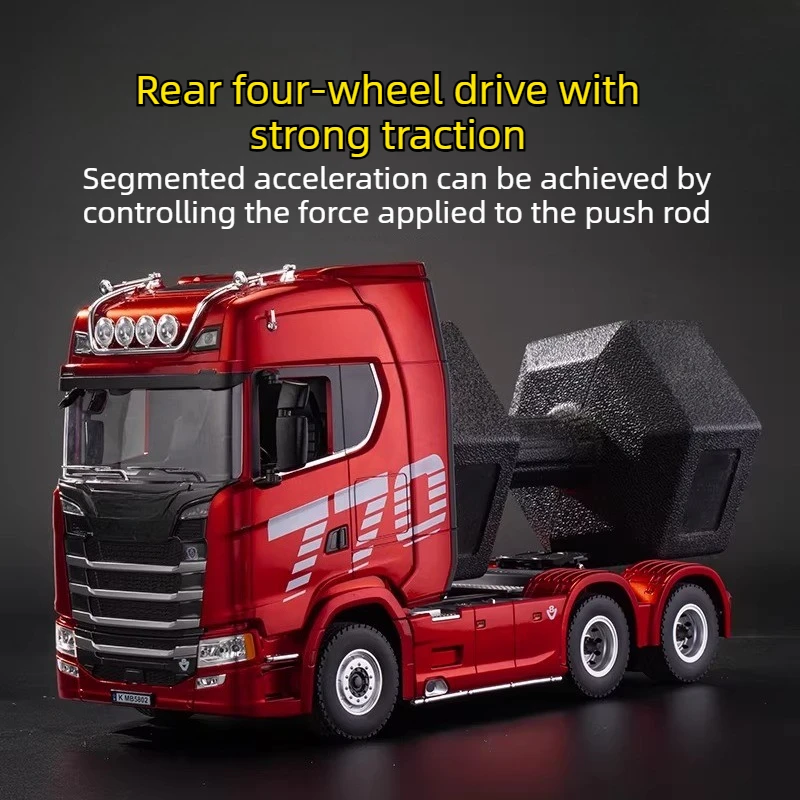 770S 1/18 RC Truck Legering Model 4WD Achterwiel 2,4 GHz Volledige Schaal 501D Trailer Cool LED Verlichting RC Truck Speelgoed voor Kinderen Volwassenen