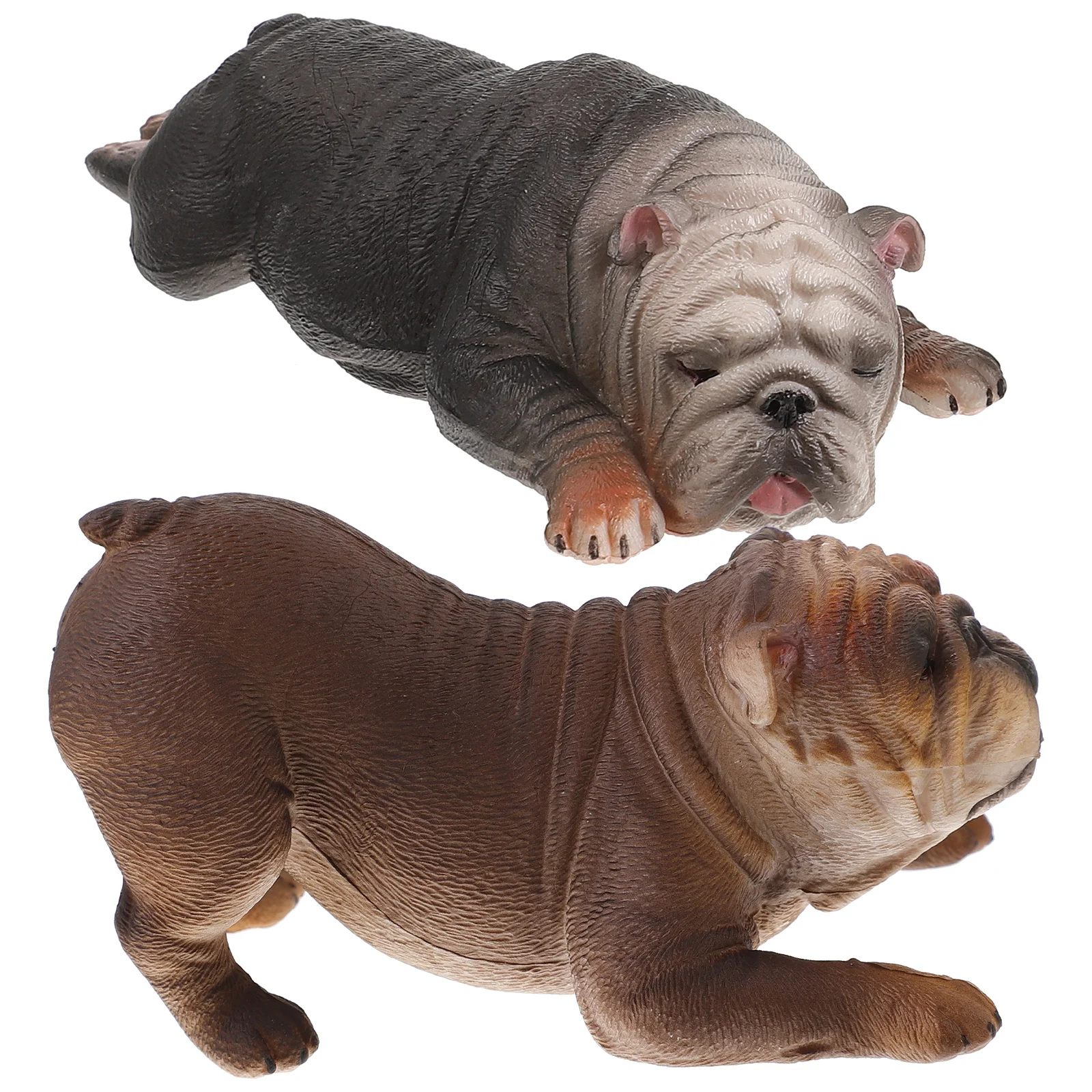 

2pcs Plastic Bulldog Figurine Realistic Statue Home Decor Puppy Display Animal Model For Bedroom Living Room Indoor Dog