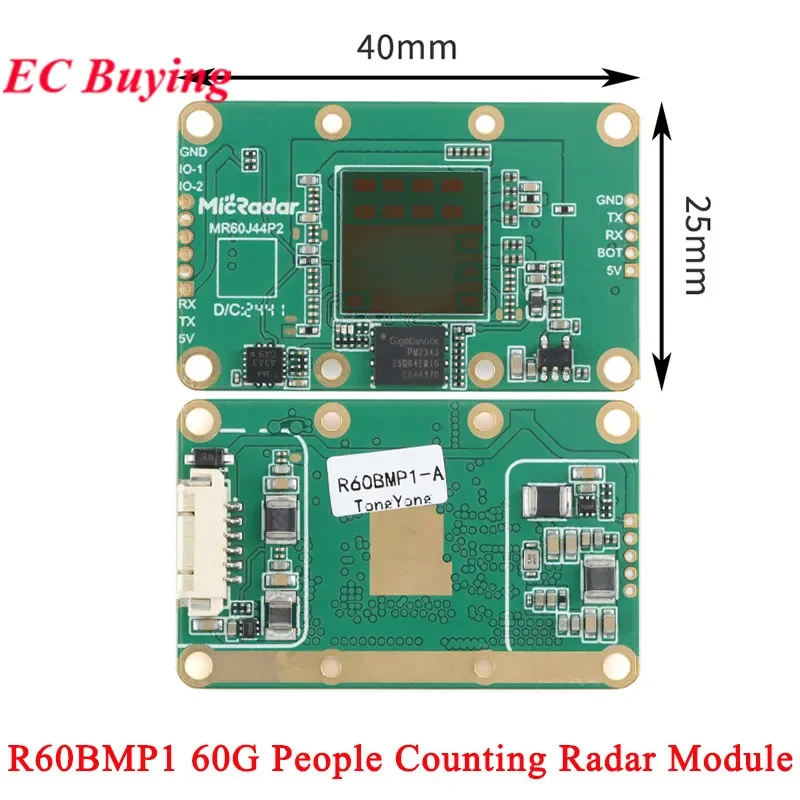 

R60BMP1 Радарный датчик миллиметровой волны 60G, технология подсчета персоналов, движение человека, угол расстояния, скорость восприятия
