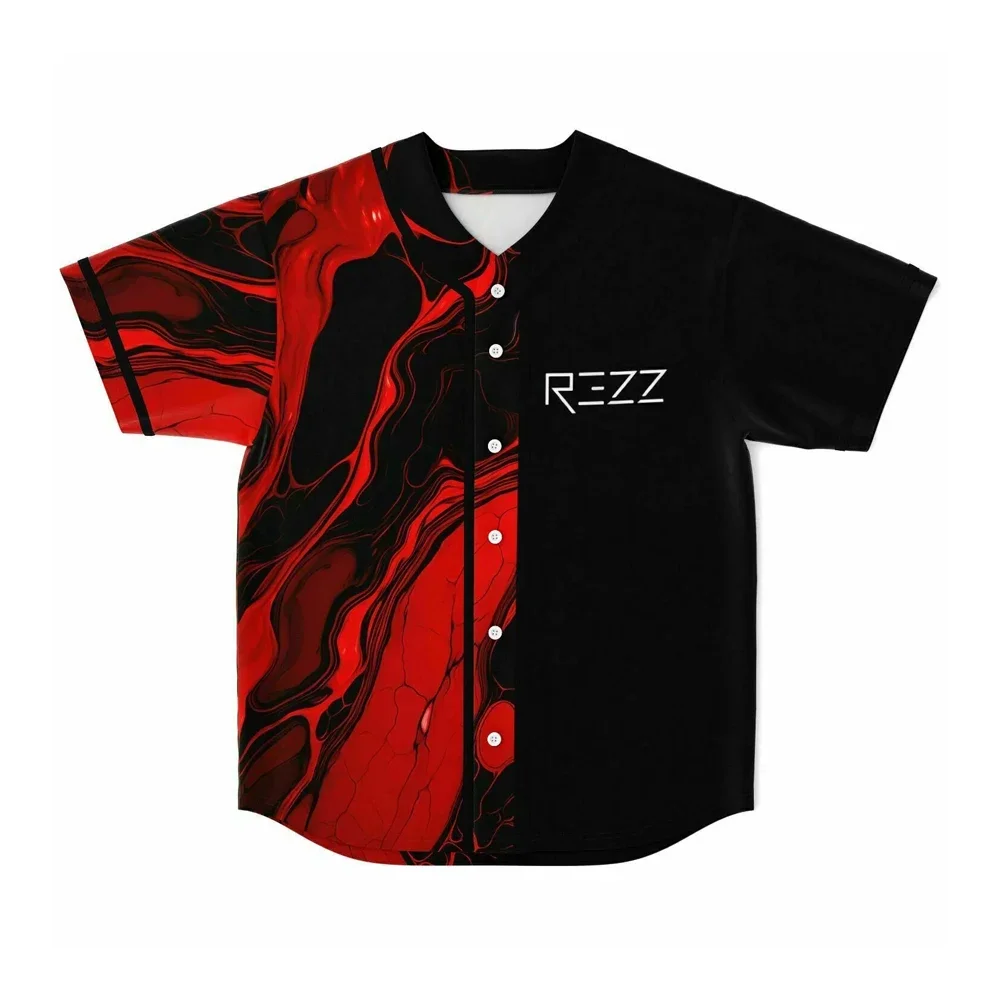 Rezz  jersey  hypnohand red trippy psychedelic  Thin button Baseball Uniform Men/Women Baseball Jersey For EDM Festivals