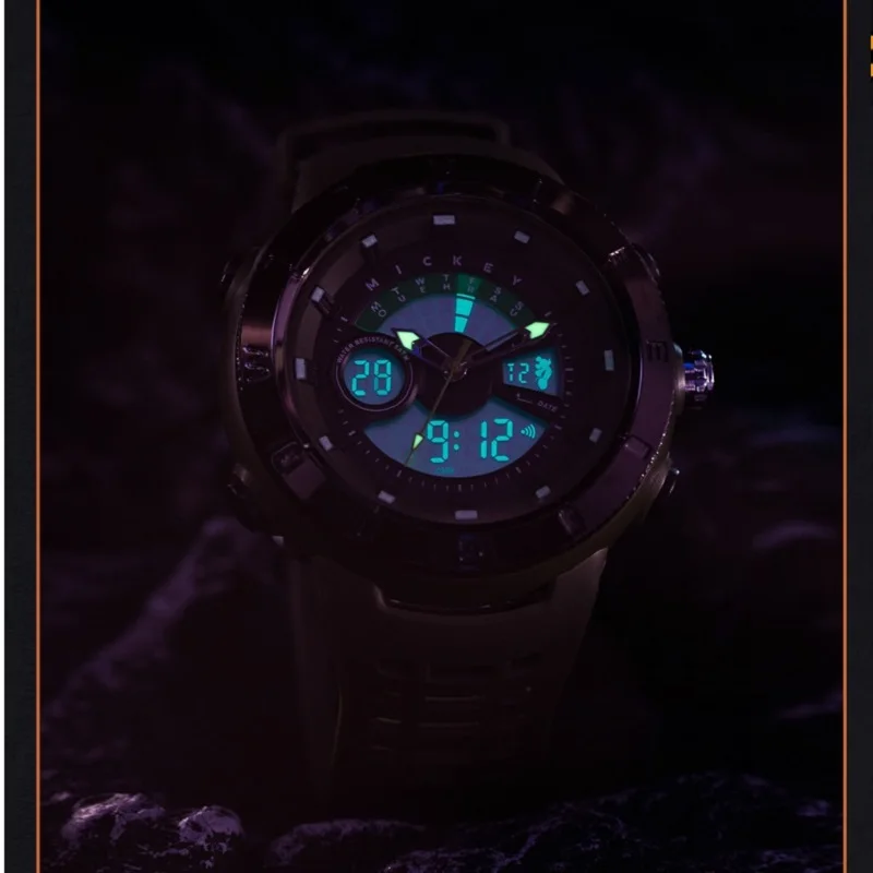 Disney Original For Mens Watch Japan Dual Display Sport Quartz Digital Wristwatch Multi-Function Chronograph Male New Cool Clock