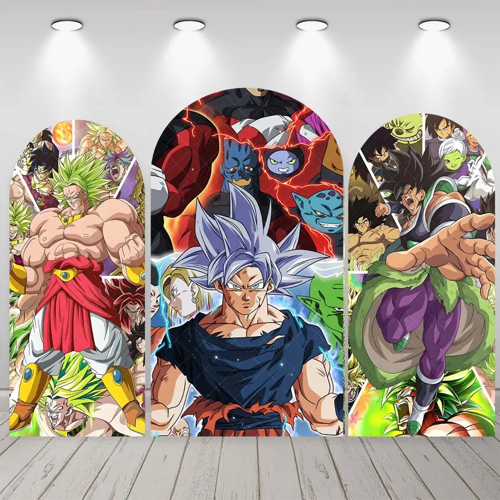 Dragon Ball Goku Tema Arco Telón de fondo Personalizado Niños Niño Fiesta de cumpleaños Decoración de dibujos animados Cubierta arqueada Baby Shower Fotografía Accesorios de fondo