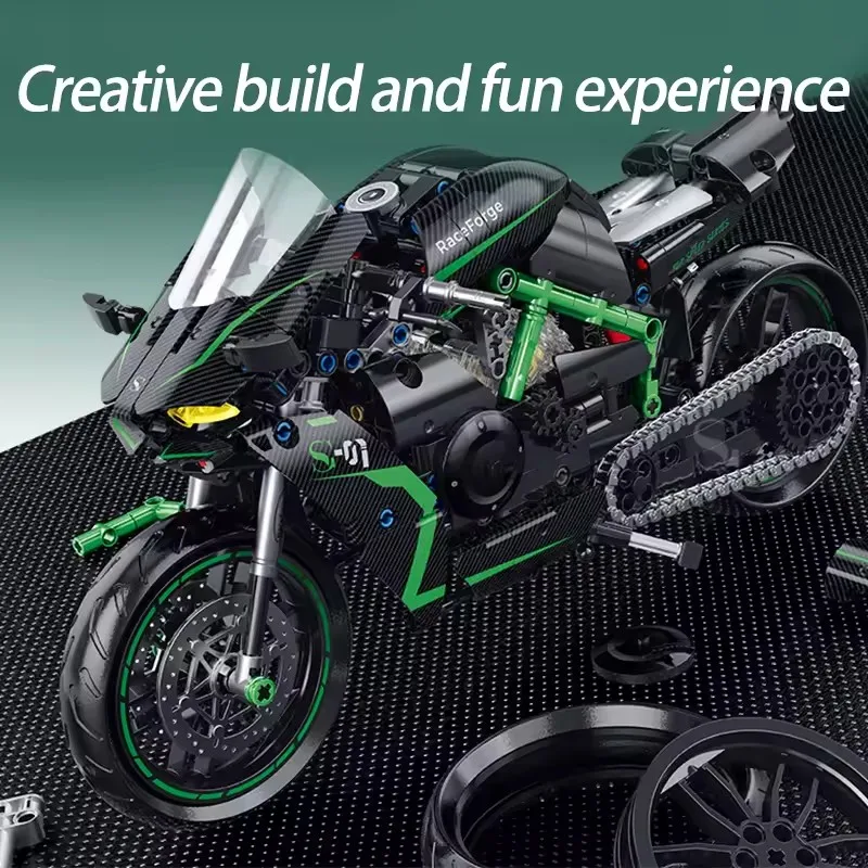 511 pçs locomotivas pesadas moc h2r blocos de construção decoração desktop tijolos da motocicleta para adultos crianças presentes natal