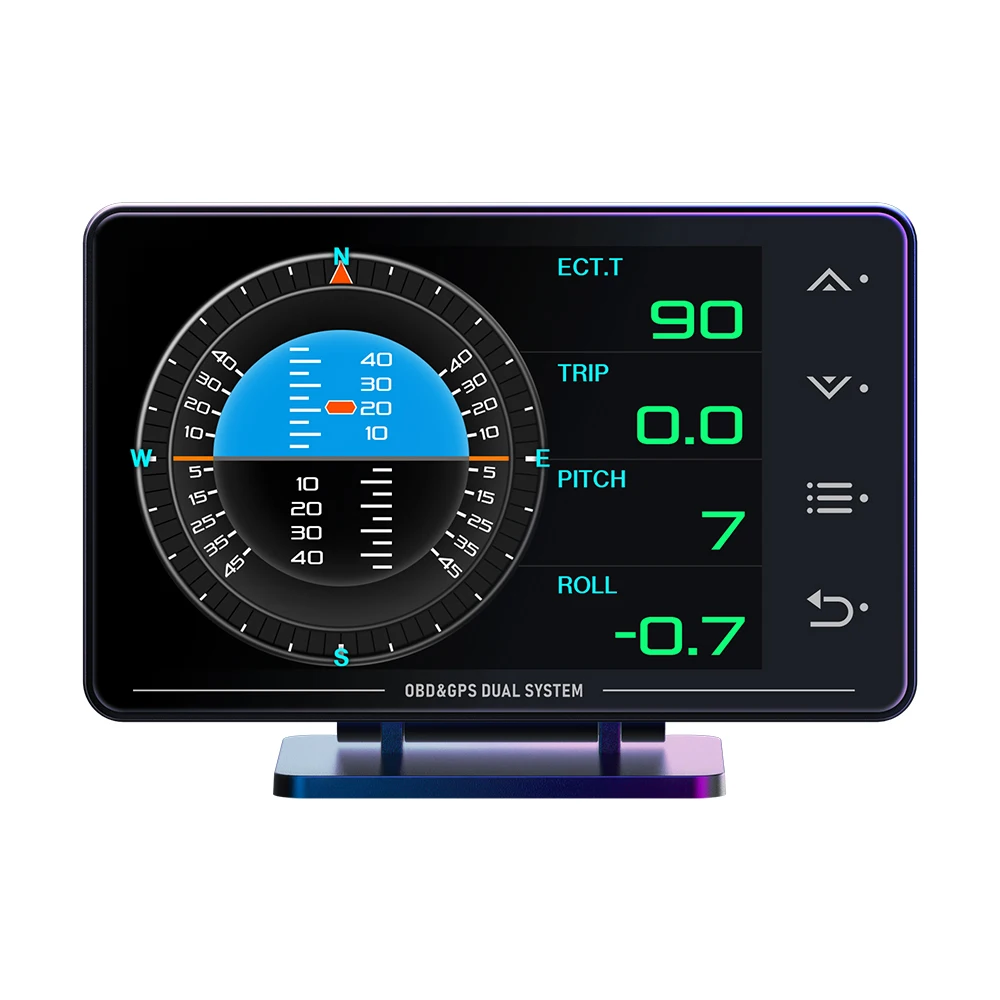 XS HUD Gauge Car Multi-function OBD+GPS Instrument Water Temperature Turbocharged Oil Pressure Oil Temperature Head-up Display