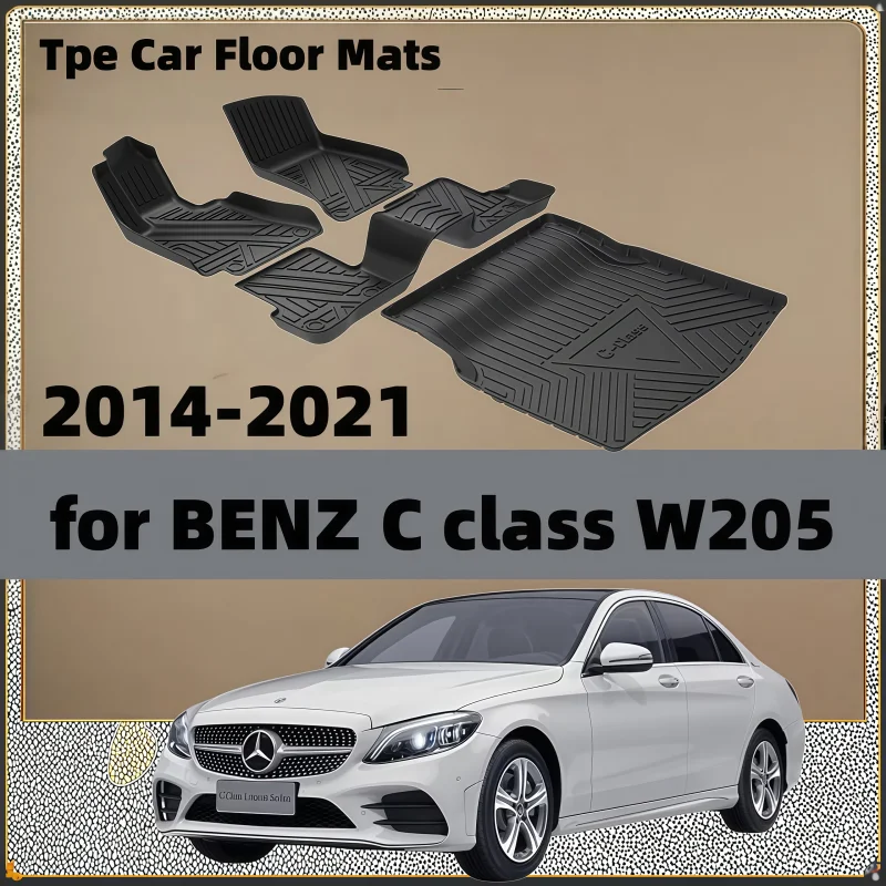 TPE-Autofußmatten, Kofferraummatte, Laderaumauskleidung, Autozubehör für BENZ C-Klasse W205 C200 C43 C250, wetterfeste, wasserdichte Kofferraumablage
