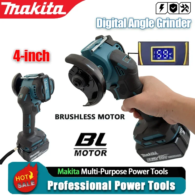 Makita Digital Display Brushless Mini Angle Grinder For 20V / 18V Battery Grinding Machine Cutting For DeWALT