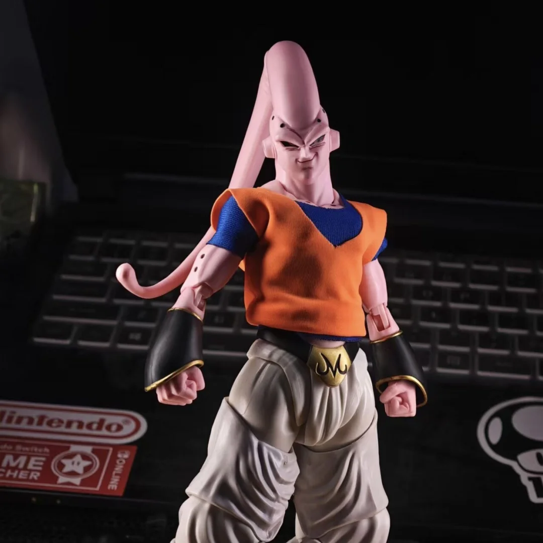 Dragon Ball Shf Anime fatto a mano Majin Buu Son Gohan Uniforme da combattimento Blu Giallo Gilet Costruito in filo di ferro è adatto per i giocattoli 1/12