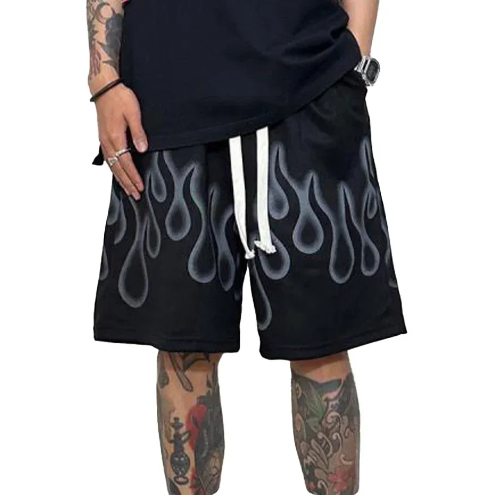 

Casual Gym Wear Flame Print Shorts Bodybuilding Shorts Casual Shorts Running Apparel Short Pants Casual Wear Sports Activities