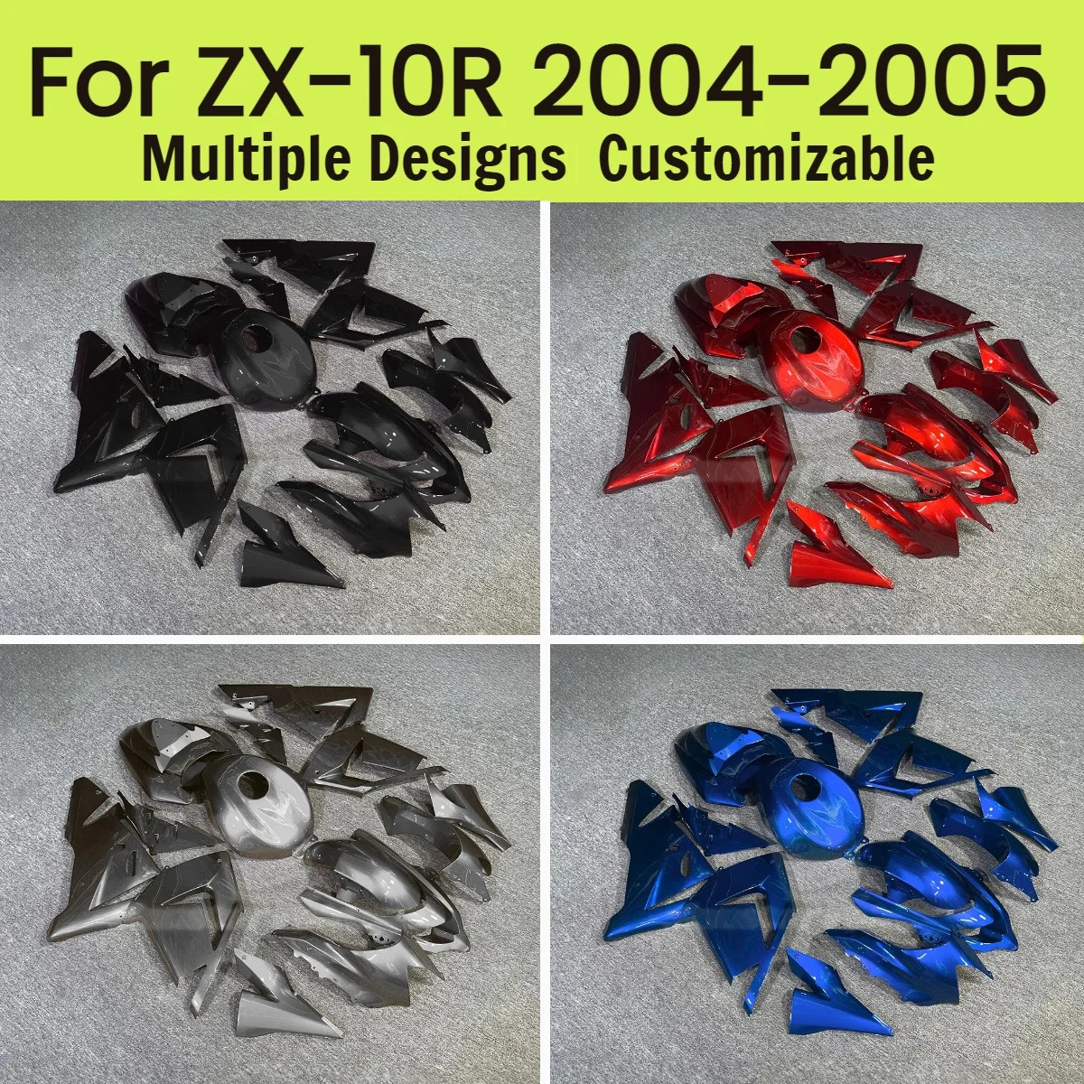 

Комплект обтекателей для мотоцикла Kawasaki ZX10R 2004-2005, пластиковые накладки на кузов ZX 10R 04 05