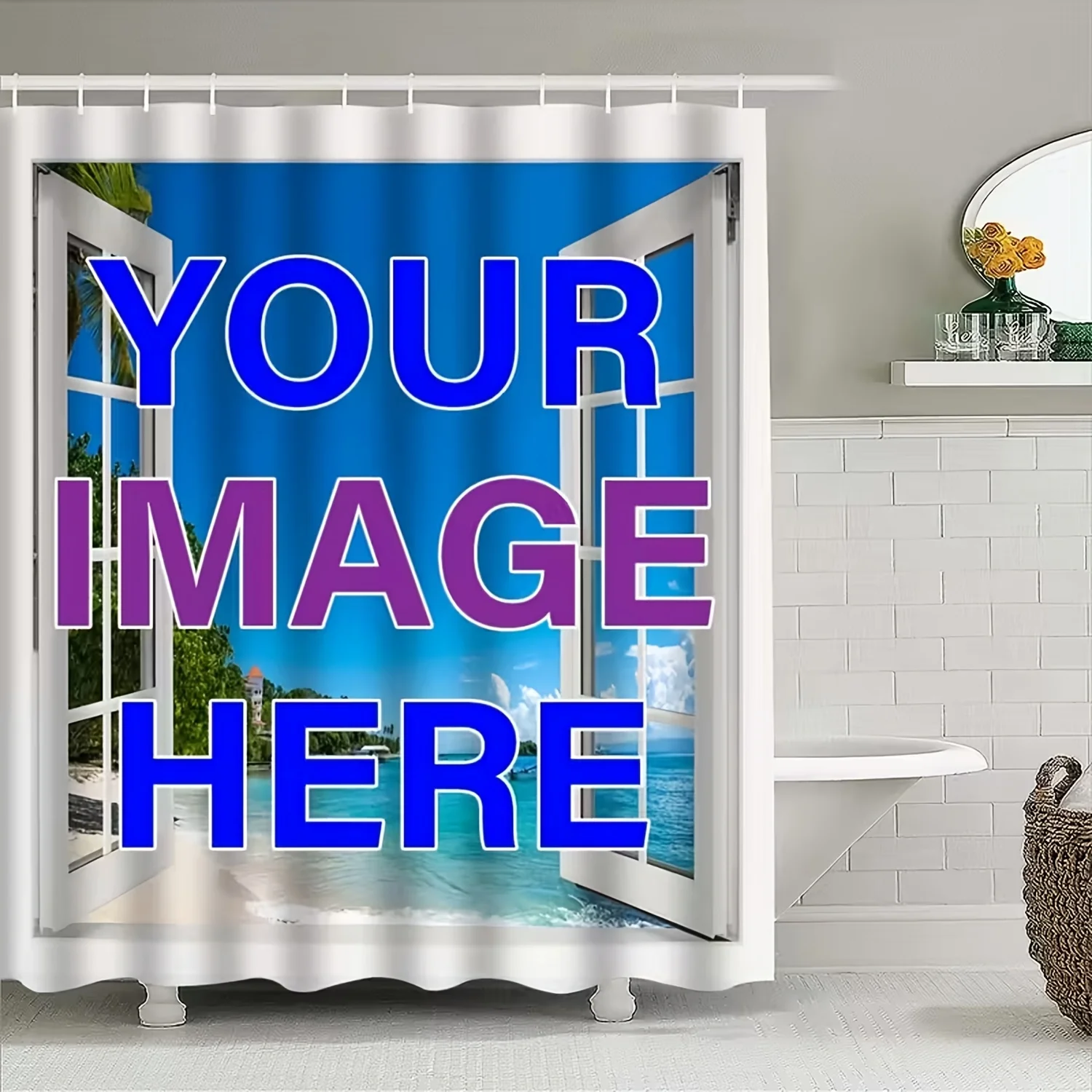 Farmhouse Custom Photo Shower Curtain DIY Personal Image Printing Mildew Proof Bath Curtain With Complete Hooks For Bathroom Int view 3