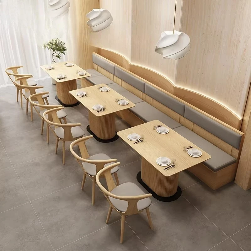 Theme Western Restaurant Wall Mounted Booth Sofa Japanese Restaurant Chinese Tea Restaurant Hotel Table and Chair Combination