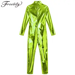 Kids Boys Girls Gymnastics Bodysuit Dance Metallic Jumpsuit Performance Costume Children's Long Sleeve Full Length Leotard