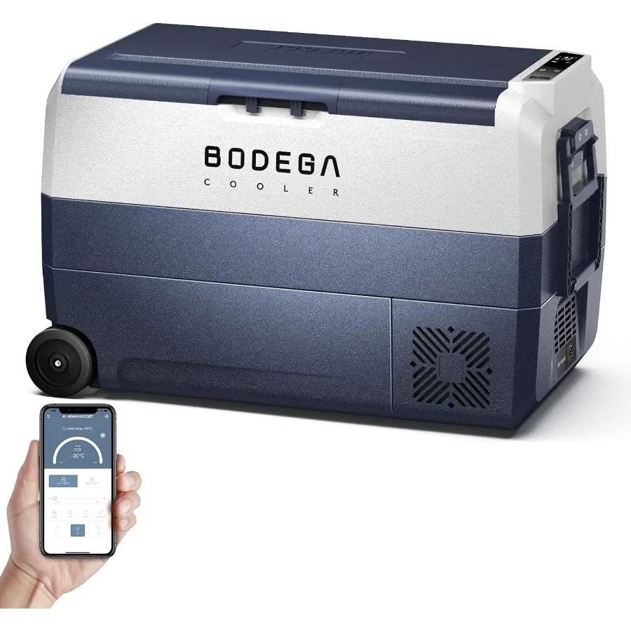 12 Volt Portable Car Refrigerator with APP Control for Outdoor Camping and Road Trip 53 Quart RV Fridge with Electric Compresso