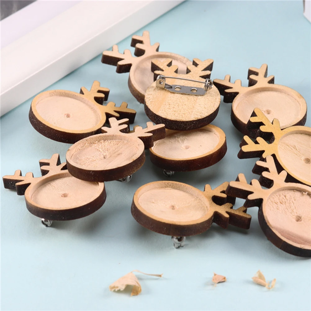 

5pcs 25Mm Wood Base Brooch Bezel Diy Breastpin Making Accessories For Handmade Jewelry Rhinestone Cabochon Decoration Christmas