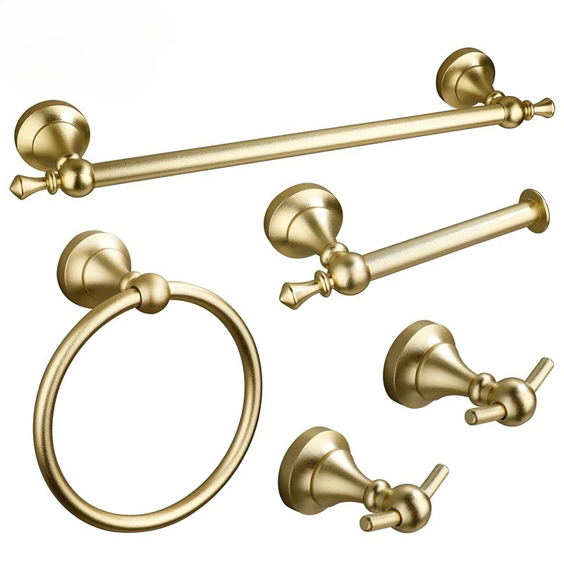 Black Bathroom Accessories Hardware Set Aluminum Alloy Wall Mount gold Towel Bar Towel Ring Toilet Roll Paper Holder Robe Hoo