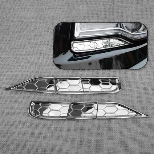 1 Juego de cubierta de pulverización para faro delantero izquierdo y derecho, pegatina embellecedora, estilo cromado ABS apto para Jeep Grand Cherokee 2014 2015 2016