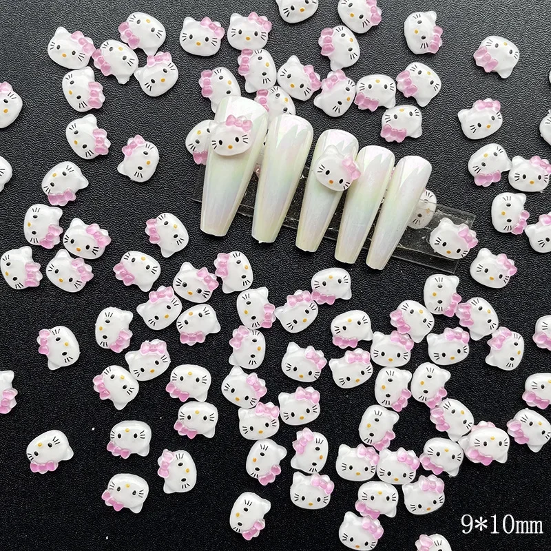 Faux autocollants pour ongles Hello Kitty Y2k, Sanurgente Anime, Kuromi, Melody, pièces de bricolage, accessoires de bijoux Kawaii, cadeau de jouet de dessin animé, 10 pièces